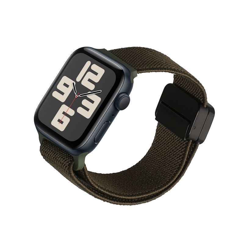 Laptop, Telefoane si Tablete - Wearables si gadgeturi - Wearables - Accesorii wearables - Curea pentru smartwatch Kwmobile pentru Apple Watch SE 44 mm, Watch Series 3-9 44 mm, inchidere magnetica, nailon, verde - Infinity.ro