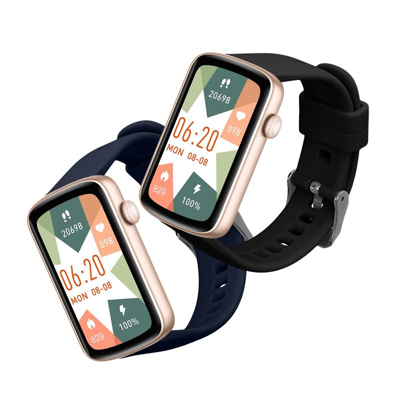 Laptop, Telefoane si Tablete - Wearables si gadgeturi - Wearables - Accesorii wearables - Set 2 curele pentru smartwatch Kwmobile pentru SHANG WING L2, curea reglabila, silicon, negru, albastru - Infinity.ro