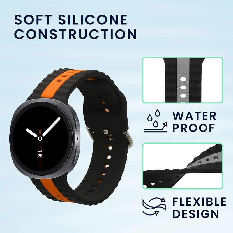 Laptop, Telefoane si Tablete - Wearables si gadgeturi - Wearables - Accesorii wearables - Set 2 curele smartwatch Kwmobile pentru Samsung Galaxy Watch 8, silicon, negru, gri, negru, portocaliu - Infinity.ro