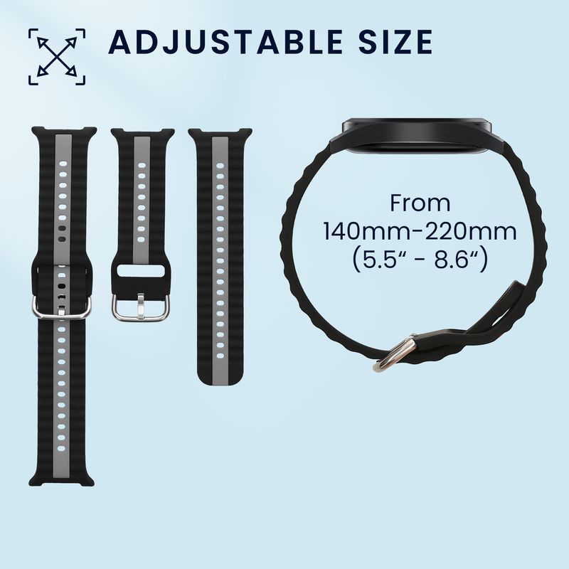 Laptop, Telefoane si Tablete - Wearables si gadgeturi - Wearables - Accesorii wearables - Set 2 curele smartwatch Kwmobile pentru Samsung Galaxy Watch 8, silicon, negru, gri, negru, portocaliu - Infinity.ro