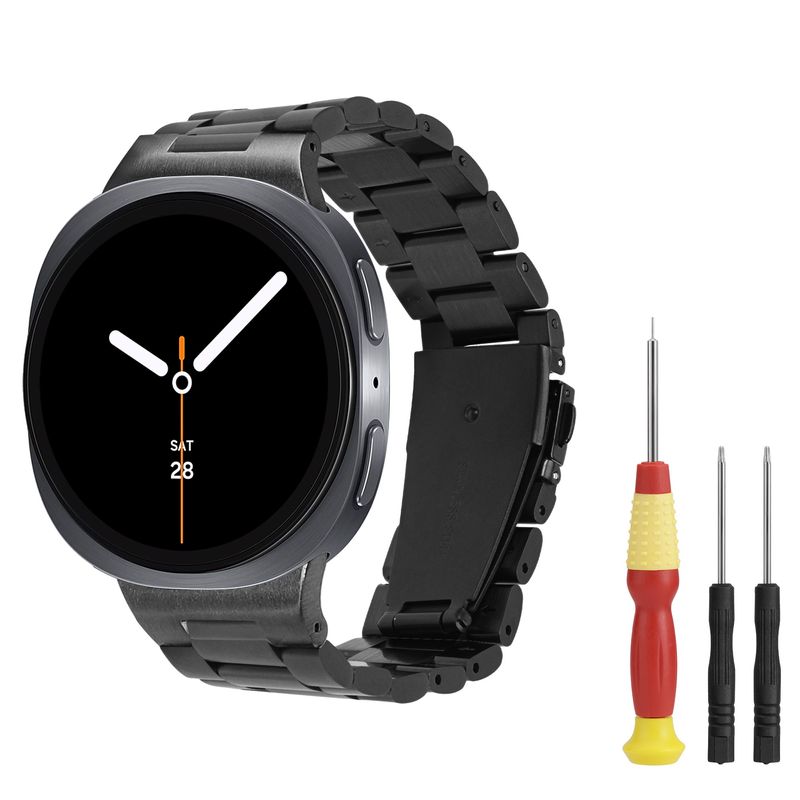 Laptop, Telefoane si Tablete - Wearables si gadgeturi - Wearables - Accesorii wearables - Curea smartwatch Kwmobile pentru Samsung Galaxy Watch 8, Galaxy Watch 8 Classic 46 mm, reglabila, otel inoxidabil, negru - Infinity.ro