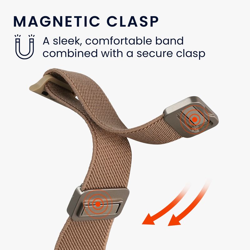 Laptop, Telefoane si Tablete - Wearables si gadgeturi - Wearables - Accesorii wearables - Curea pentru smartwatch Kwmobile pentru Apple Watch SE 40 mm, Watch Series 3-9 40 mm, inchidere magnetica, nailon, bej - Infinity.ro