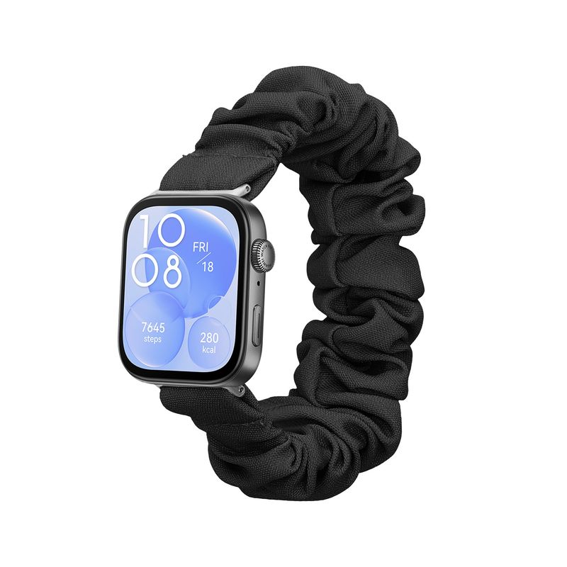 Laptop, Telefoane si Tablete - Wearables si gadgeturi - Wearables - Accesorii wearables - Curea pentru smartwatch Kwmobile pentru Huawei Watch Fit 3, Fit 4, material flexibil, bumbac, negru - Infinity.ro
