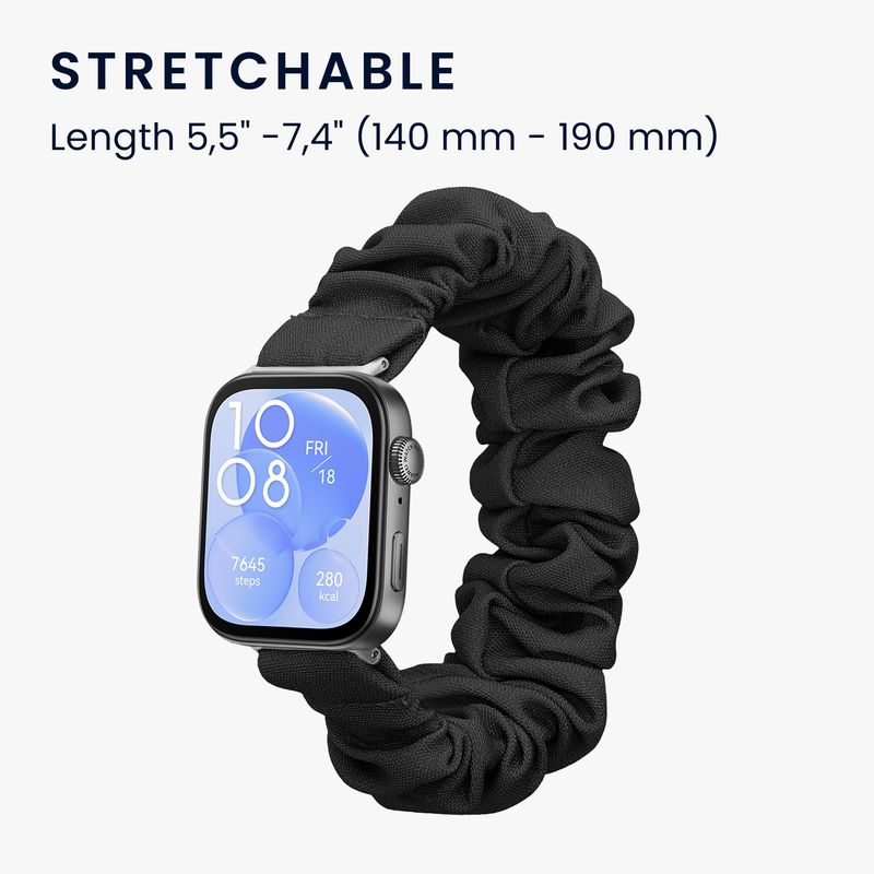 Laptop, Telefoane si Tablete - Wearables si gadgeturi - Wearables - Accesorii wearables - Curea pentru smartwatch Kwmobile pentru Huawei Watch Fit 3, Fit 4, material flexibil, bumbac, negru - Infinity.ro