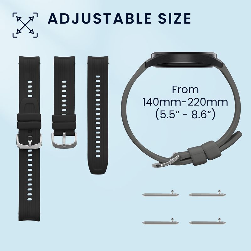 Laptop, Telefoane si Tablete - Wearables si gadgeturi - Wearables - Accesorii wearables - Set 2 curele pentru smartwatch Kwmobile pentru Amazfit Balance A2286, curea reglabila, silicon, negru, gri - Infinity.ro