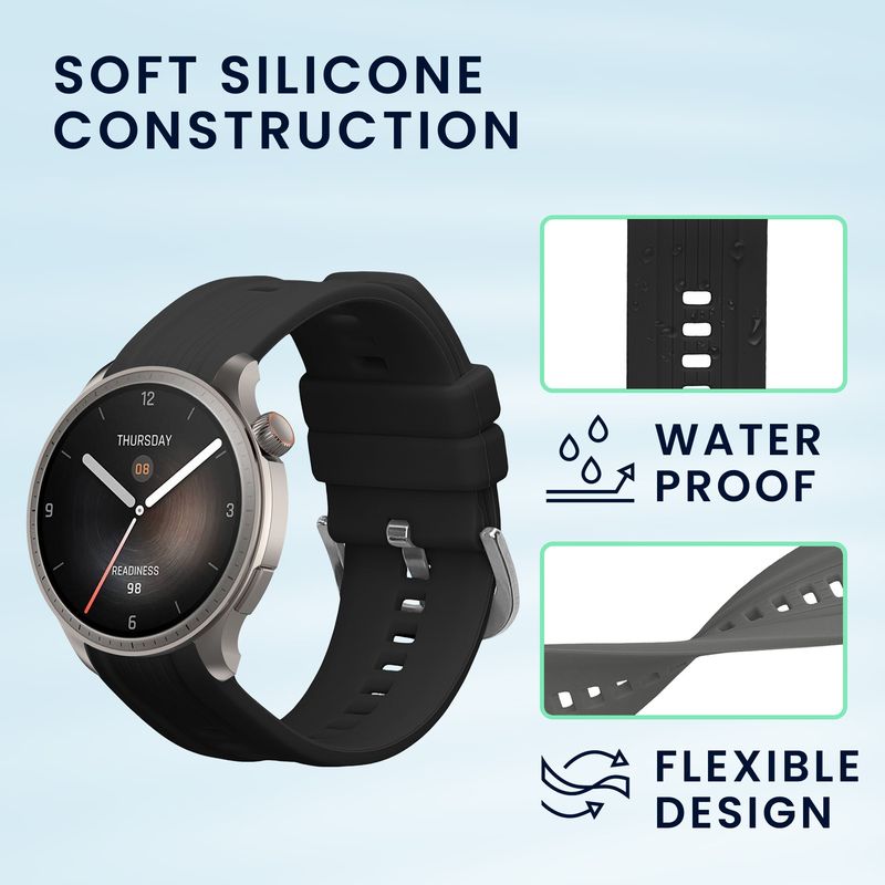Laptop, Telefoane si Tablete - Wearables si gadgeturi - Wearables - Accesorii wearables - Set 2 curele pentru smartwatch Kwmobile pentru Amazfit Balance A2286, curea reglabila, silicon, negru, gri - Infinity.ro