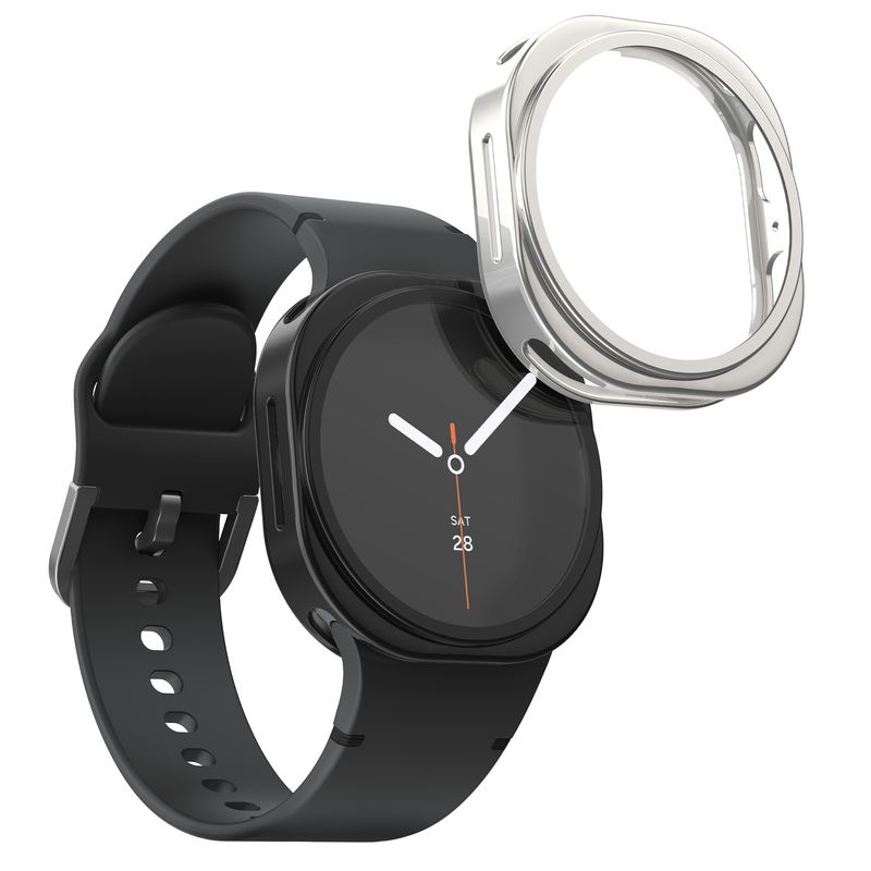 Laptop, Telefoane si Tablete - Wearables si gadgeturi - Wearables - Accesorii wearables - Set 2 huse smartwatch Kwmobile pentru Samsung Galaxy Watch 8 (40 mm), antizgarieturi, flexibil, silicon, negru, argintiu - Infinity.ro