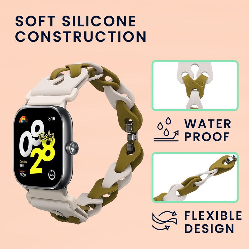 Laptop, Telefoane si Tablete - Wearables si gadgeturi - Wearables - Accesorii wearables - Curea smartwatch Kwmobile pentru Xiaomi Smart Band 8 Pro, Band 9 Pro, Redmi Watch 5, Redmi Watch 4, silicon, bej, verde - Infinity.ro