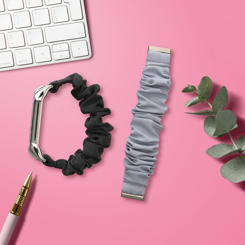 Laptop, Telefoane si Tablete - Wearables si gadgeturi - Wearables - Accesorii wearables - Curea pentru smartwatch Kwmobile pentru Fitbit Versa 4, Sense 2, Versa 3, Sense, material flexibil, bumbac, gri - Infinity.ro