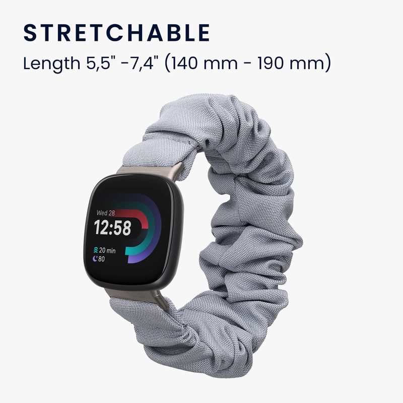 Laptop, Telefoane si Tablete - Wearables si gadgeturi - Wearables - Accesorii wearables - Curea pentru smartwatch Kwmobile pentru Fitbit Versa 4, Sense 2, Versa 3, Sense, material flexibil, bumbac, gri - Infinity.ro