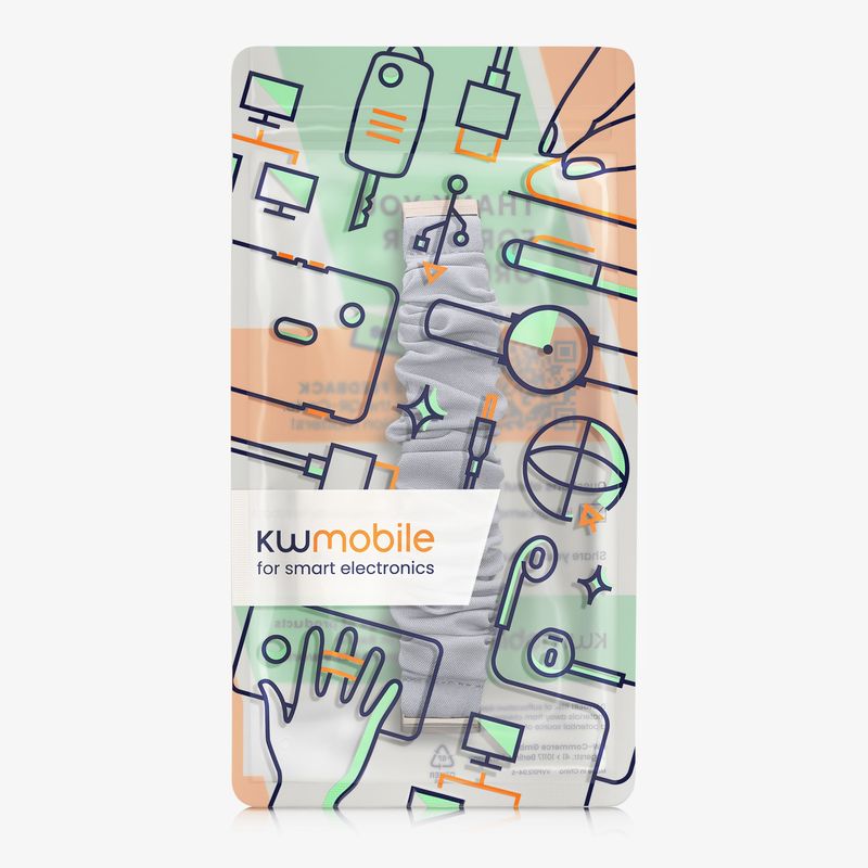 Laptop, Telefoane si Tablete - Wearables si gadgeturi - Wearables - Accesorii wearables - Curea pentru smartwatch Kwmobile pentru Fitbit Versa 4, Sense 2, Versa 3, Sense, material flexibil, bumbac, gri - Infinity.ro