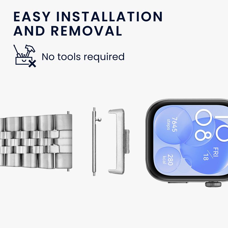 Laptop, Telefoane si Tablete - Wearables si gadgeturi - Wearables - Accesorii wearables - Set 4 adaptoare Kwmobile pentru Huawei Watch Fit 3, Watch Fit 4, montare rapida, otel inoxidabil, negru - Infinity.ro