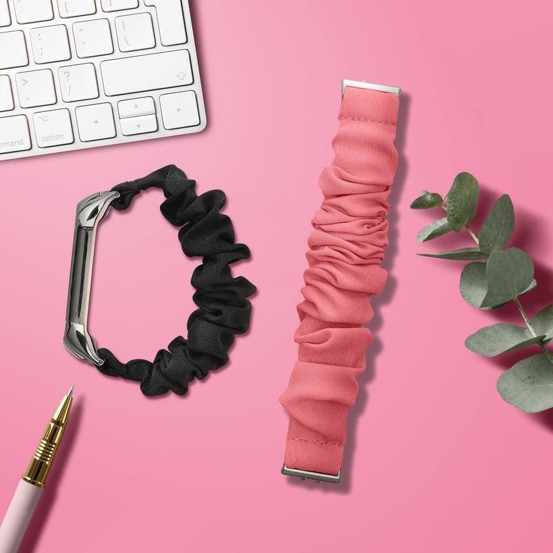 Laptop, Telefoane si Tablete - Wearables si gadgeturi - Wearables - Accesorii wearables - Curea pentru smartwatch Kwmobile pentru Samsung Galaxy Fit 3, material flexibil, bumbac, roz - Infinity.ro