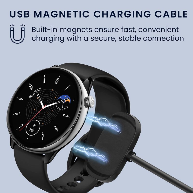 Laptop, Telefoane si Tablete - Wearables si gadgeturi - Wearables - Accesorii wearables - Cablu alimentare Kwmobile pentru Amazfit Bip 5, GTR Mini, Active, Active Edge, incarcare, plastic, negru - Infinity.ro