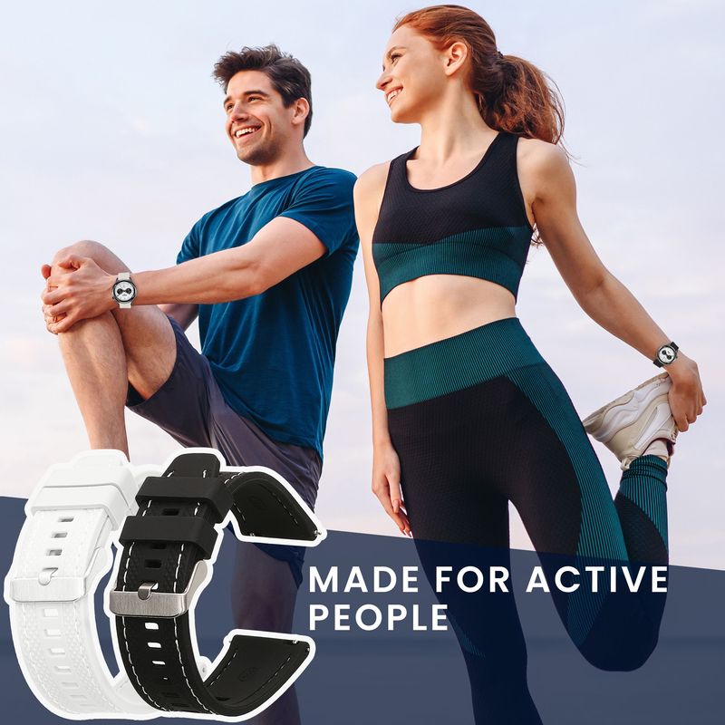 Laptop, Telefoane si Tablete - Wearables si gadgeturi - Wearables - Accesorii wearables - Set 2 curele pentru smartwatch Kwmobile pentru Xiaomi Watch S4, curea reglabila, silicon, negru, alb - Infinity.ro