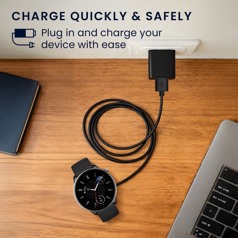 Laptop, Telefoane si Tablete - Wearables si gadgeturi - Wearables - Accesorii wearables - Cablu alimentare Kwmobile pentru Amazfit Bip 5, GTR Mini, Active, Active Edge, incarcare, plastic, negru - Infinity.ro