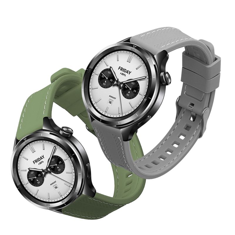 Laptop, Telefoane si Tablete - Wearables si gadgeturi - Wearables - Accesorii wearables - Set 2 curele pentru smartwatch Kwmobile pentru Xiaomi Watch S4, curea reglabila, silicon, verde, gri - Infinity.ro