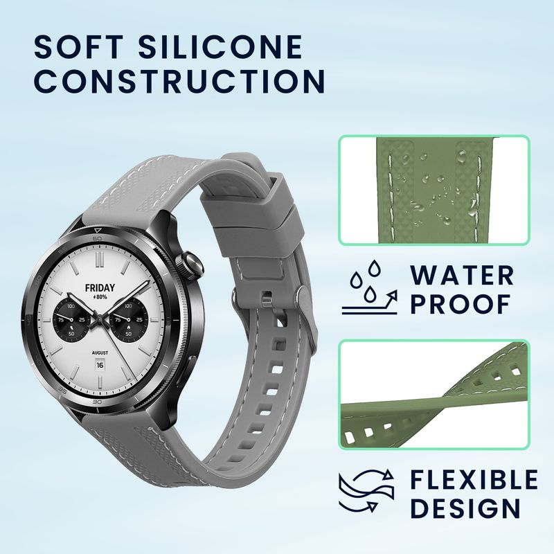 Laptop, Telefoane si Tablete - Wearables si gadgeturi - Wearables - Accesorii wearables - Set 2 curele pentru smartwatch Kwmobile pentru Xiaomi Watch S4, curea reglabila, silicon, verde, gri - Infinity.ro