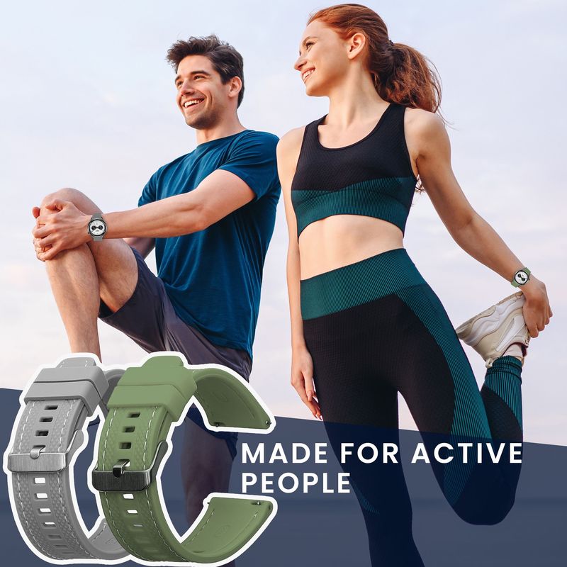 Laptop, Telefoane si Tablete - Wearables si gadgeturi - Wearables - Accesorii wearables - Set 2 curele pentru smartwatch Kwmobile pentru Xiaomi Watch S4, curea reglabila, silicon, verde, gri - Infinity.ro