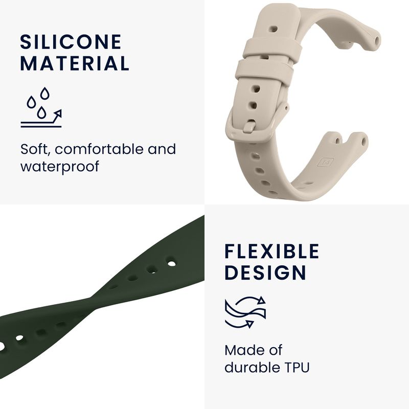 Laptop, Telefoane si Tablete - Wearables si gadgeturi - Wearables - Accesorii wearables - Set 2 curele pentru smartwatch Kwmobile pentru Garmin Lily Sport, curea reglabila, silicon, verde, bej - Infinity.ro