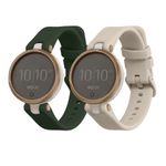 Laptop, Telefoane si Tablete - Wearables si gadgeturi - Wearables - Accesorii wearables - Set 2 curele pentru smartwatch Kwmobile pentru Garmin Lily Sport, curea reglabila, silicon, verde, bej - Infinity.ro
