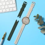 Laptop, Telefoane si Tablete - Wearables si gadgeturi - Wearables - Accesorii wearables - Set 2 curele pentru smartwatch Kwmobile pentru Garmin Lily Sport, curea reglabila, silicon, verde, bej - Infinity.ro