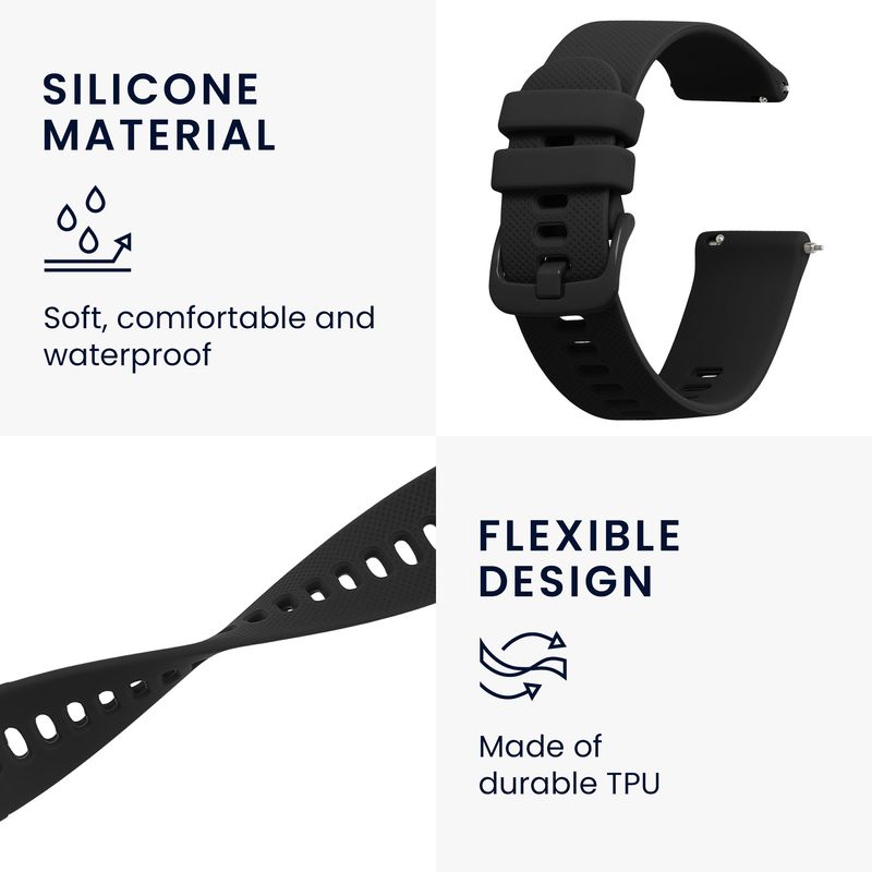 Laptop, Telefoane si Tablete - Wearables si gadgeturi - Wearables - Accesorii wearables - Curea pentru smartwatch Kwmobile pentru Garmin Venu Sq Music, Sq, curea reglabila, silicon, negru - Infinity.ro
