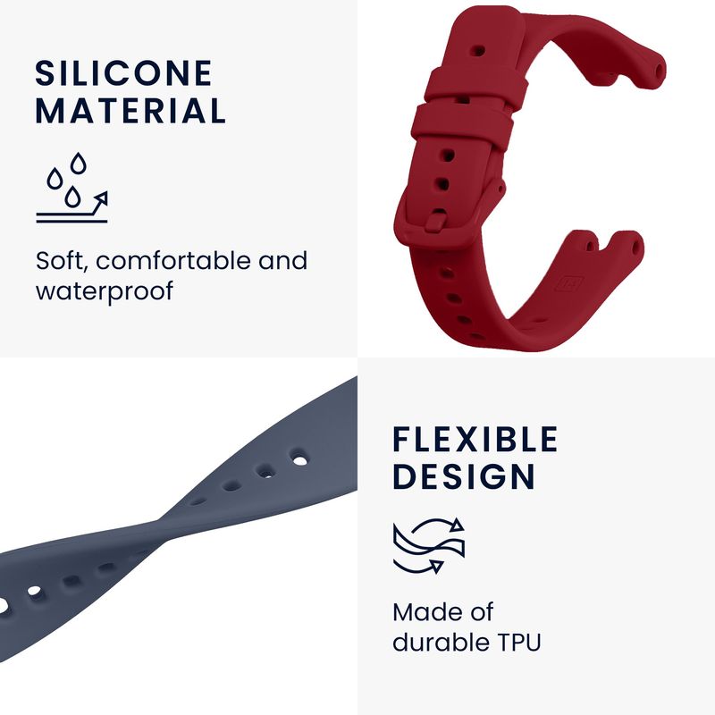 Laptop, Telefoane si Tablete - Wearables si gadgeturi - Wearables - Accesorii wearables - Set 2 curele pentru smartwatch Kwmobile pentru Garmin Lily Sport, curea reglabila, silicon, gri, rosu - Infinity.ro