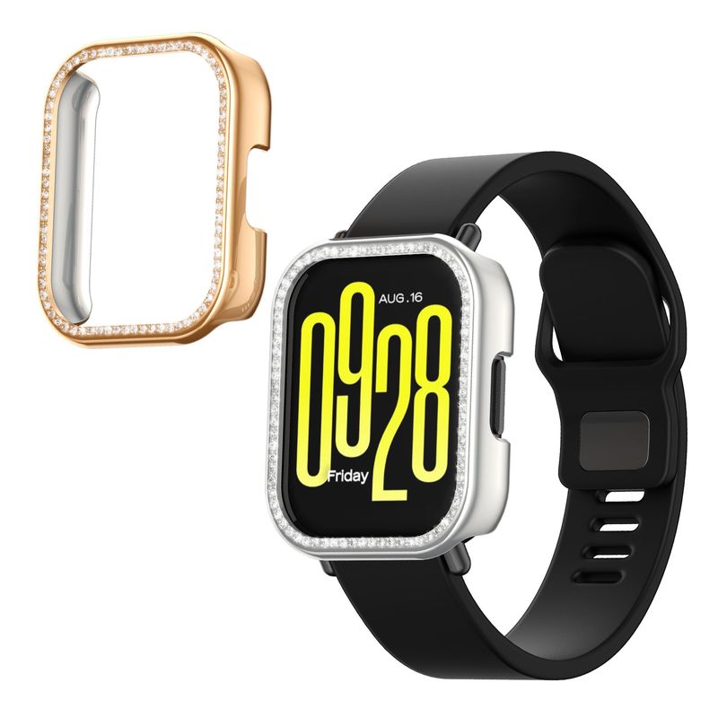 Laptop, Telefoane si Tablete - Wearables si gadgeturi - Wearables - Accesorii wearables - Set 2 rame pentru smartwatch Kwmobile pentru Xiaomi Redmi Watch 5 Active, antizgarieturi, plastic, argintiu, auriu - Infinity.ro