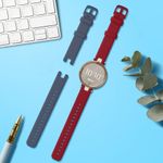 Laptop, Telefoane si Tablete - Wearables si gadgeturi - Wearables - Accesorii wearables - Set 2 curele pentru smartwatch Kwmobile pentru Garmin Lily Sport, curea reglabila, silicon, gri, rosu - Infinity.ro