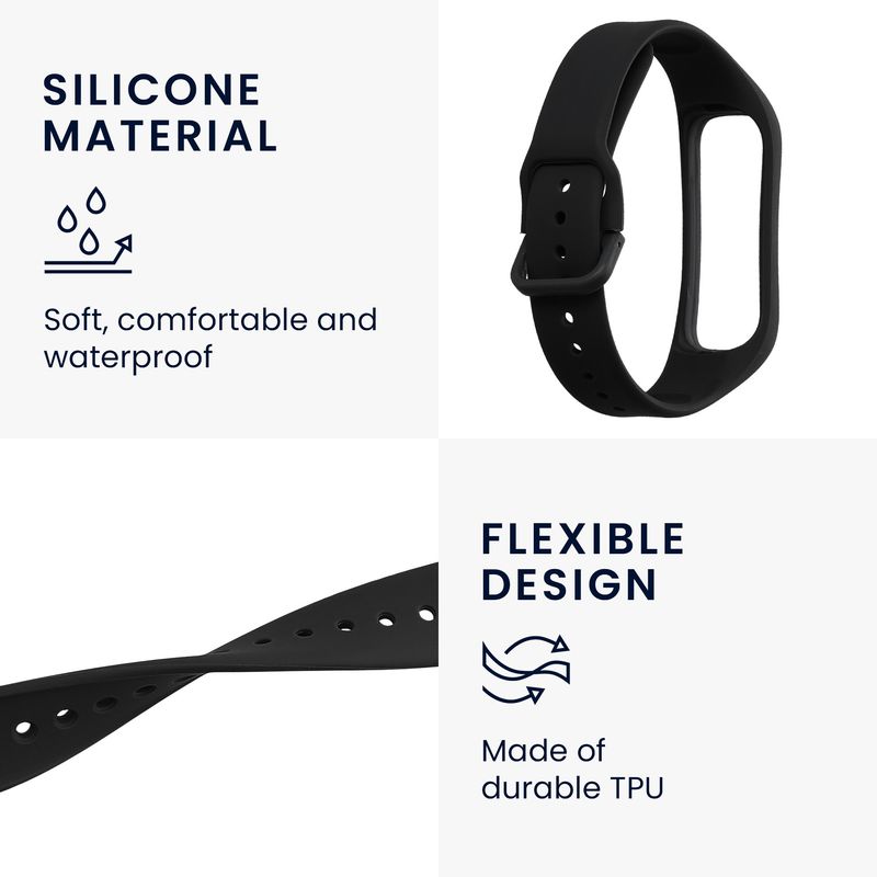 Laptop, Telefoane si Tablete - Wearables si gadgeturi - Wearables - Accesorii wearables - Curea pentru smartwatch Kwmobile pentru Samsung Galaxy Fit 2, curea reglabila, silicon, negru - Infinity.ro