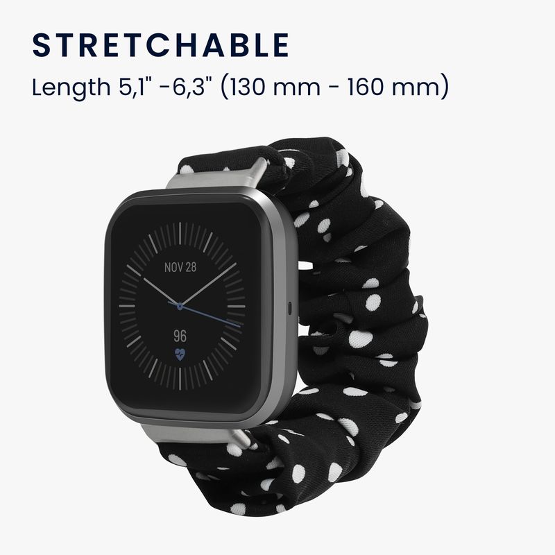 Laptop, Telefoane si Tablete - Wearables si gadgeturi - Wearables - Accesorii wearables - Curea pentru smartwatch Kwmobile pentru Fitbit Versa 4, Sense 2, Versa 3, Sense, material flexibil, bumbac, negru, alb - Infinity.ro