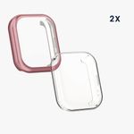 Laptop, Telefoane si Tablete - Wearables si gadgeturi - Wearables - Accesorii wearables - Set 2 huse smartwatch Kwmobile pentru Amazfit Active (A2211), antizgarieturi, flexibil, silicon, transparent, roz - Infinity.ro