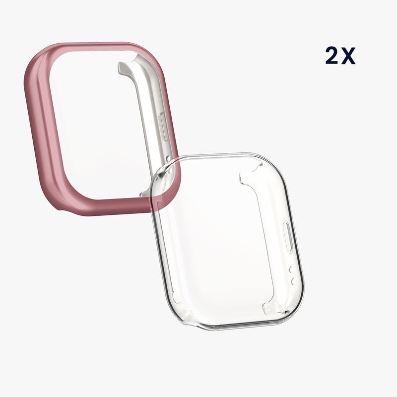 Laptop, Telefoane si Tablete - Wearables si gadgeturi - Wearables - Accesorii wearables - Set 2 huse smartwatch Kwmobile pentru Amazfit Active (A2211), antizgarieturi, flexibil, silicon, transparent, roz - Infinity.ro
