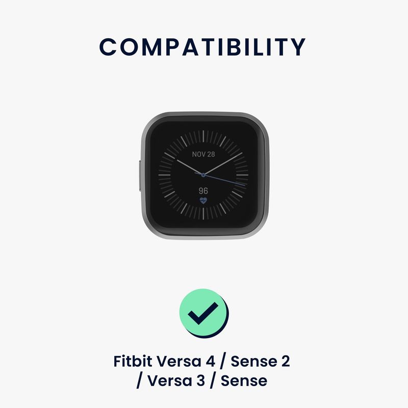 Laptop, Telefoane si Tablete - Wearables si gadgeturi - Wearables - Accesorii wearables - Curea pentru smartwatch Kwmobile pentru Fitbit Versa 4, Sense 2, Versa 3, Sense, material flexibil, bumbac, negru, alb - Infinity.ro