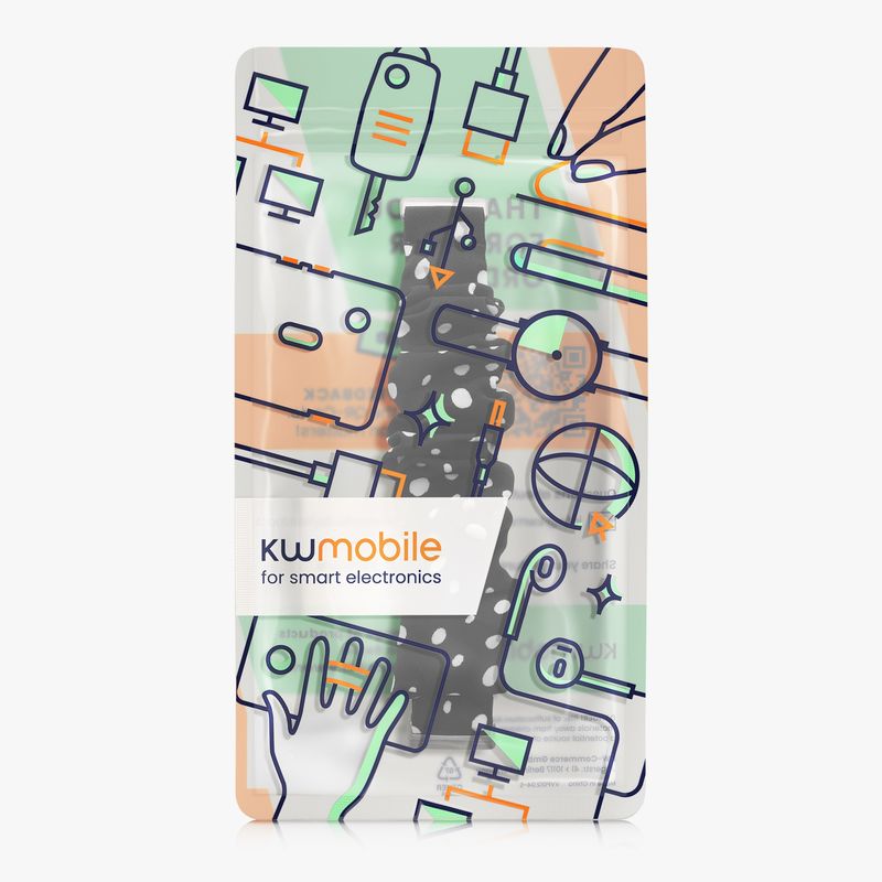 Laptop, Telefoane si Tablete - Wearables si gadgeturi - Wearables - Accesorii wearables - Curea pentru smartwatch Kwmobile pentru Fitbit Versa 4, Sense 2, Versa 3, Sense, material flexibil, bumbac, negru, alb - Infinity.ro