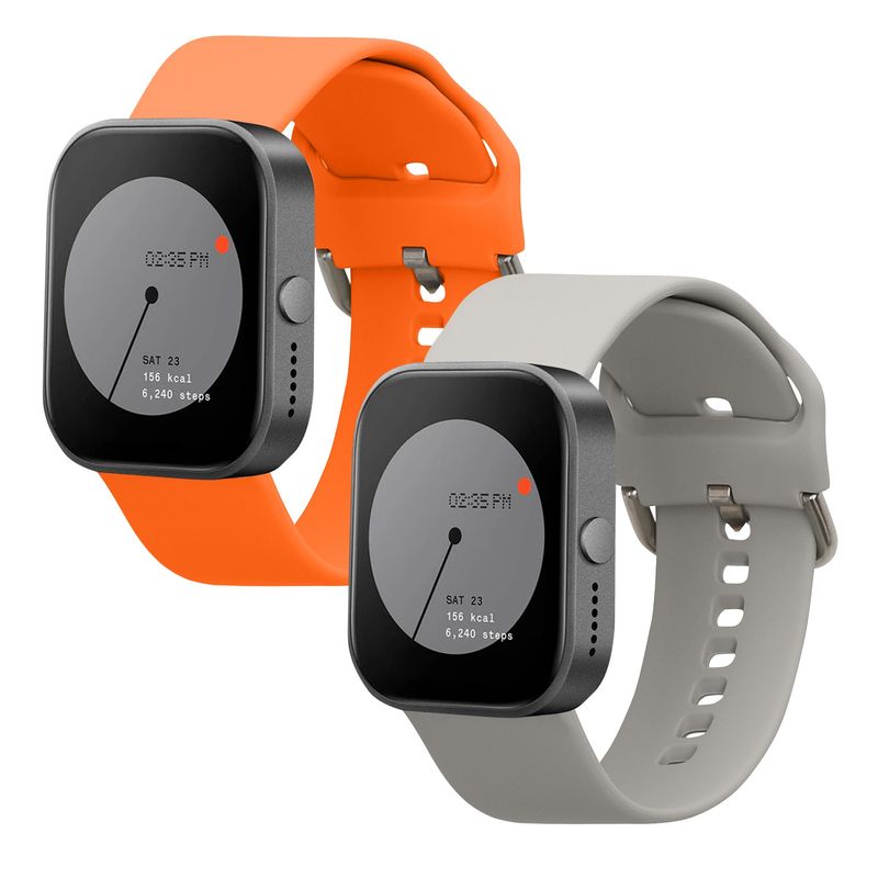 Laptop, Telefoane si Tablete - Wearables si gadgeturi - Wearables - Accesorii wearables - Set 2 curele smartwatch Kwmobile pentru Nothing CMF by Nothing Watch Pro (D395), reglabila, silicon, gri, portocaliu - Infinity.ro