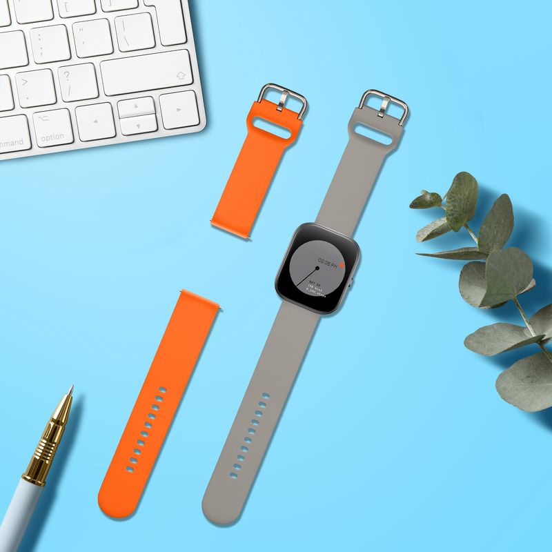 Laptop, Telefoane si Tablete - Wearables si gadgeturi - Wearables - Accesorii wearables - Set 2 curele smartwatch Kwmobile pentru Nothing CMF by Nothing Watch Pro (D395), reglabila, silicon, gri, portocaliu - Infinity.ro