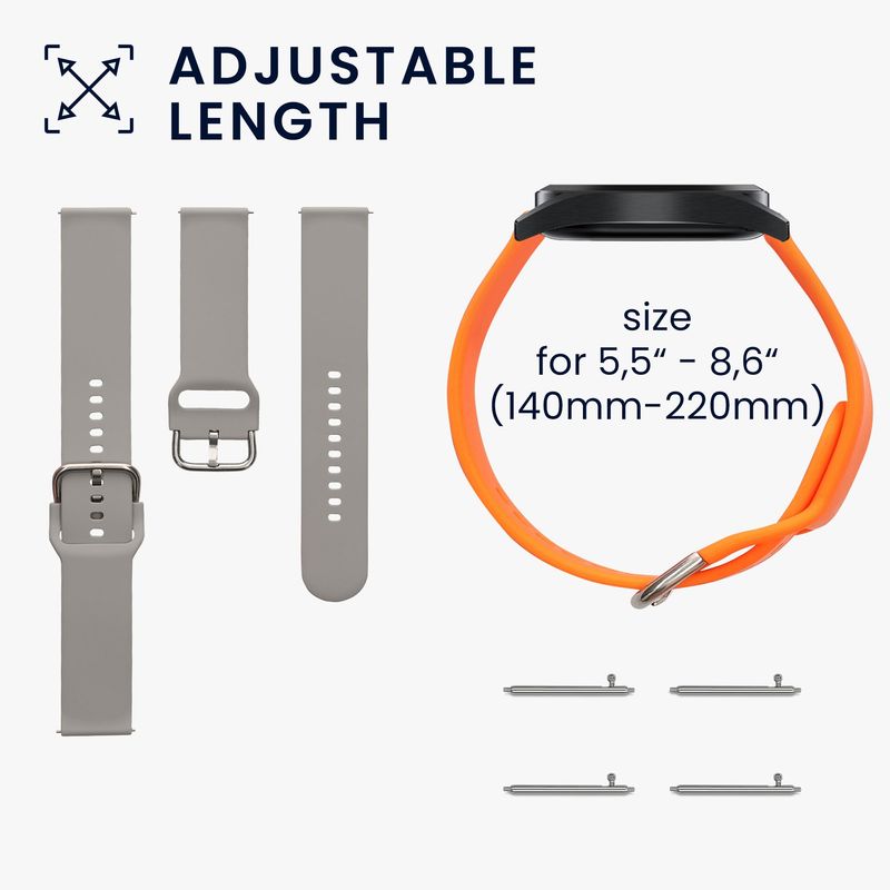 Laptop, Telefoane si Tablete - Wearables si gadgeturi - Wearables - Accesorii wearables - Set 2 curele smartwatch Kwmobile pentru Nothing CMF by Nothing Watch Pro (D395), reglabila, silicon, gri, portocaliu - Infinity.ro