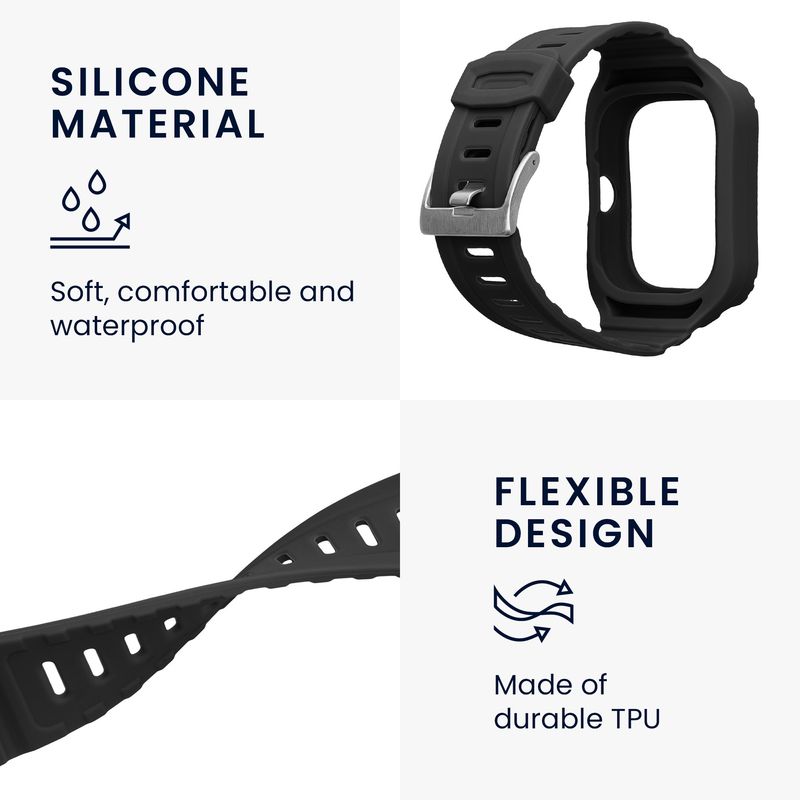 Laptop, Telefoane si Tablete - Wearables si gadgeturi - Wearables - Accesorii wearables - Curea pentru smartwatch Kwmobile pentru Xiaomi Redmi Watch 4, curea reglabila, silicon, negru - Infinity.ro