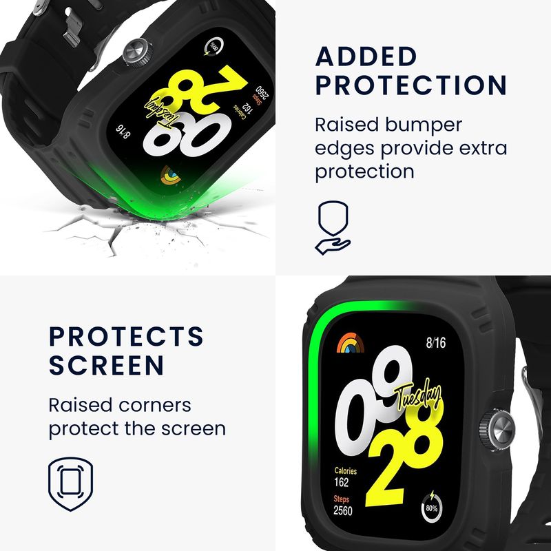 Laptop, Telefoane si Tablete - Wearables si gadgeturi - Wearables - Accesorii wearables - Curea pentru smartwatch Kwmobile pentru Xiaomi Redmi Watch 4, curea reglabila, silicon, negru - Infinity.ro
