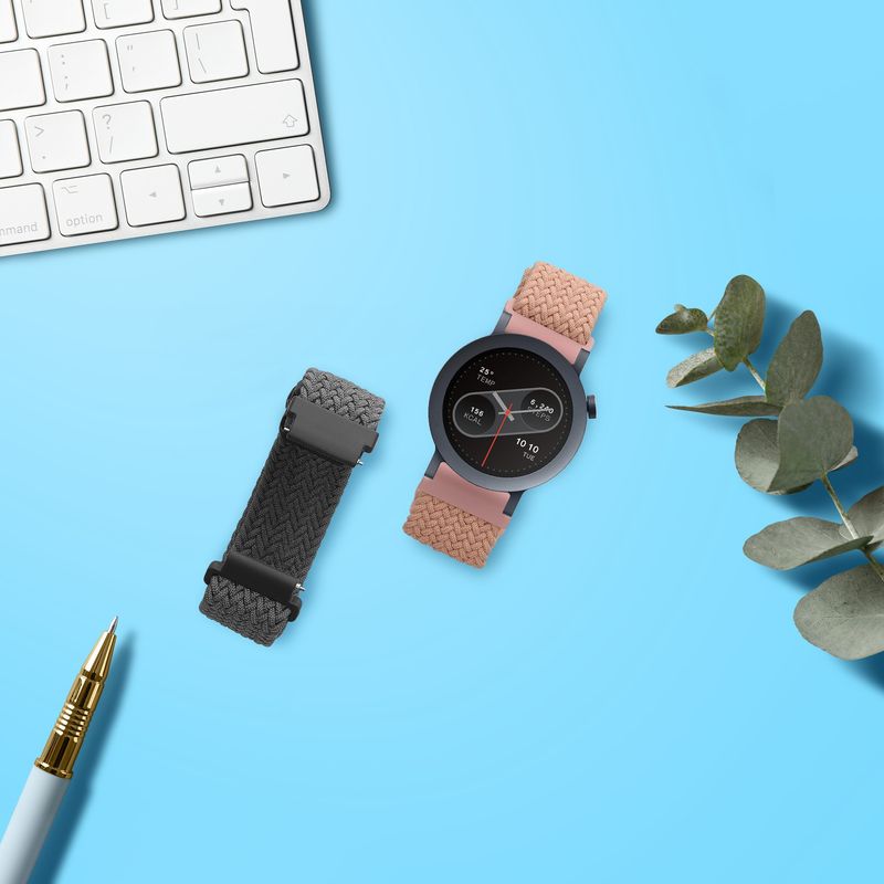 Laptop, Telefoane si Tablete - Wearables si gadgeturi - Wearables - Accesorii wearables - Set 2 curele pentru smartwatch Kwmobile pentru Nothing CMF Watch Pro 2, CMF Watch Pro, curea reglabila, nailon, gri, roz - Infinity.ro