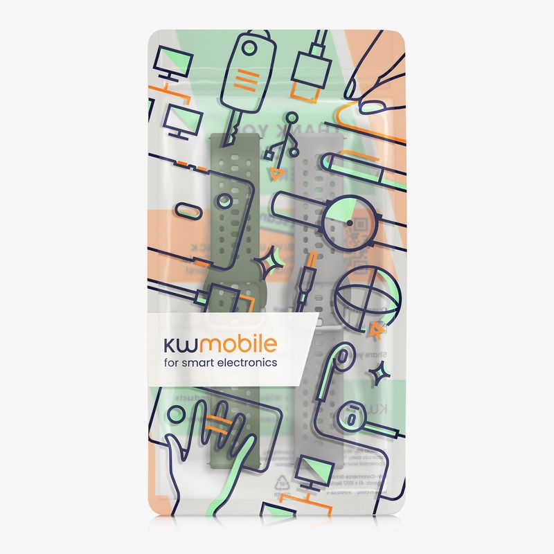 Laptop, Telefoane si Tablete - Wearables si gadgeturi - Wearables - Accesorii wearables - Set 2 curele pentru smartwatch Kwmobile pentru Amazfit Bip 6, curea reglabila, silicon, verde, gri - Infinity.ro