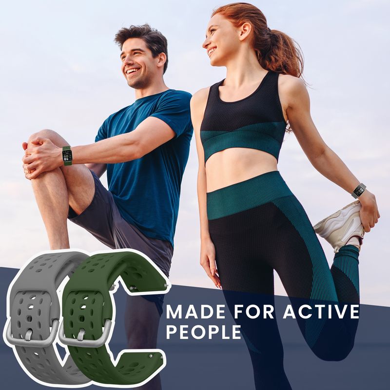 Laptop, Telefoane si Tablete - Wearables si gadgeturi - Wearables - Accesorii wearables - Set 2 curele pentru smartwatch Kwmobile pentru Amazfit Bip 6, curea reglabila, silicon, verde, gri - Infinity.ro