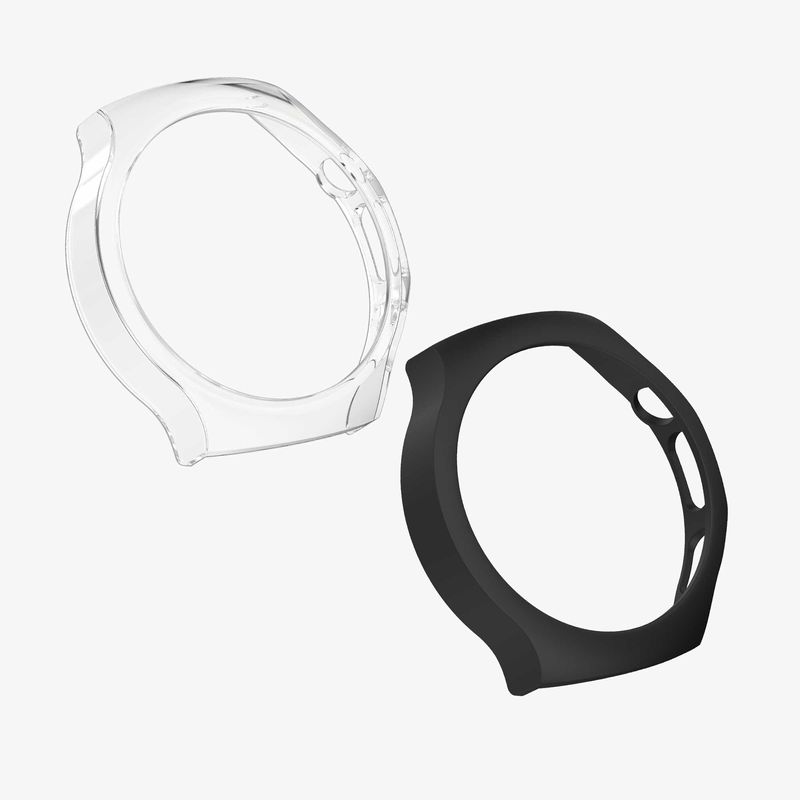 Laptop, Telefoane si Tablete - Wearables si gadgeturi - Wearables - Accesorii wearables - Set 2 huse pentru smartwatch Kwmobile pentru Huawei Watch 5 46 mm, protectie la zgarieturi, plastic, negru, transparent - Infinity.ro