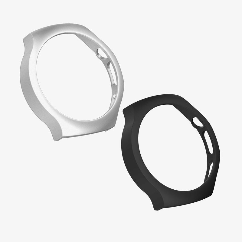 Laptop, Telefoane si Tablete - Wearables si gadgeturi - Wearables - Accesorii wearables - Set 2 huse pentru smartwatch Kwmobile pentru Huawei Watch 5 46 mm, protectie la zgarieturi, plastic, negru, argintiu - Infinity.ro