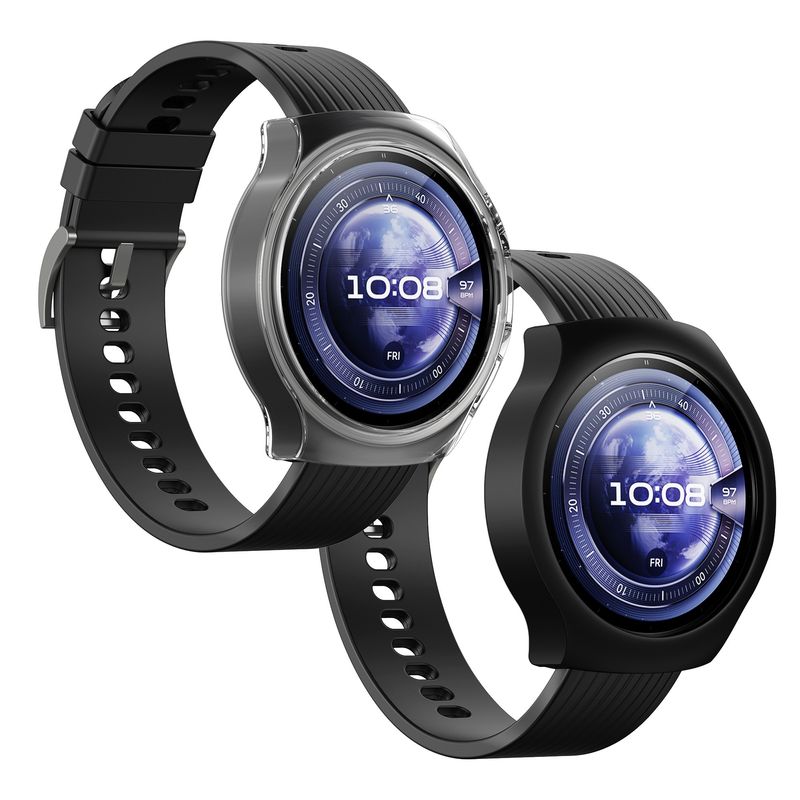Laptop, Telefoane si Tablete - Wearables si gadgeturi - Wearables - Accesorii wearables - Set 2 huse pentru smartwatch Kwmobile pentru Huawei Watch 5 46 mm, protectie la zgarieturi, plastic, negru, transparent - Infinity.ro