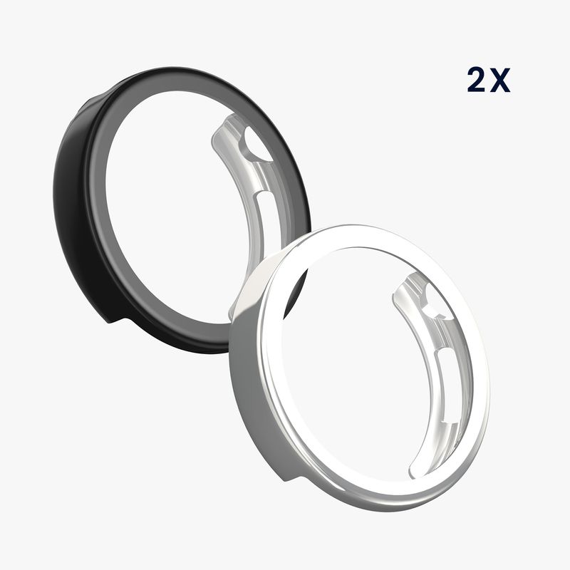 Laptop, Telefoane si Tablete - Wearables si gadgeturi - Wearables - Accesorii wearables - Set 2 huse smartwatch Kwmobile pentru Xiaomi Watch S4 41 mm, antizgarieturi, flexibil, silicon, negru, argintiu - Infinity.ro