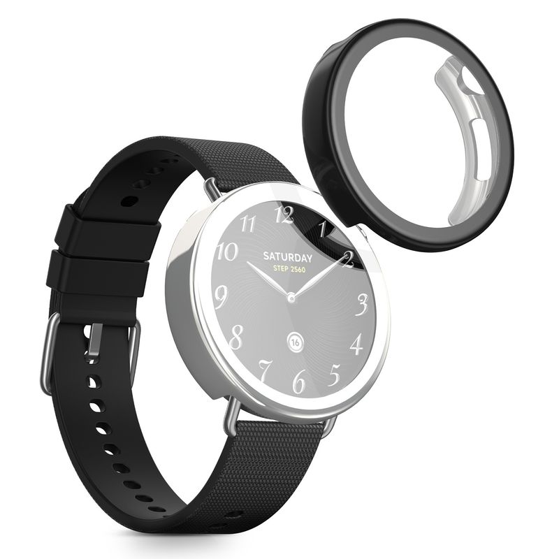 Laptop, Telefoane si Tablete - Wearables si gadgeturi - Wearables - Accesorii wearables - Set 2 huse smartwatch Kwmobile pentru Xiaomi Watch S4 41 mm, antizgarieturi, flexibil, silicon, negru, argintiu - Infinity.ro