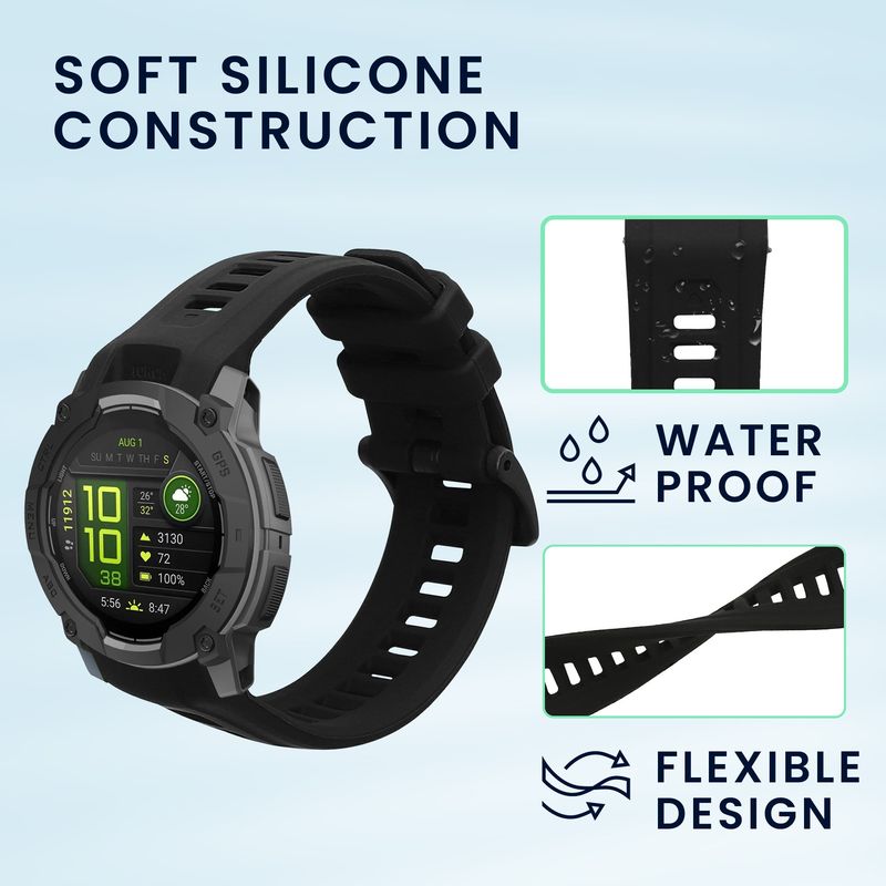 Laptop, Telefoane si Tablete - Wearables si gadgeturi - Wearables - Accesorii wearables - Curea pentru smartwatch Kwmobile pentru Garmin Instinct 3 45 mm, curea reglabila, silicon, negru - Infinity.ro